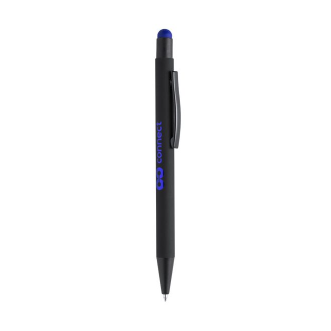 Penna a sfera nera con puntatore touch colorato - immagine 3