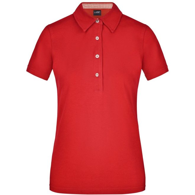 Polo da donna con rifinitura quadrettata sull’orlo del collo - immagine 13